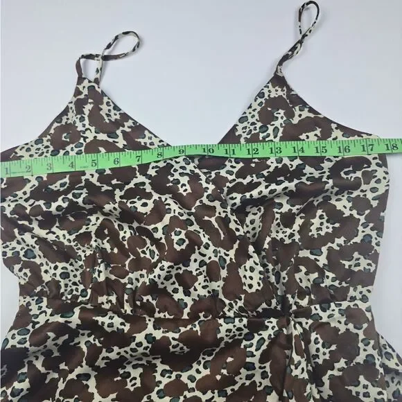 Anthro - Moon River Brown Animal Print Polyester V-Neck Sleeveless Mini Dress M - Picture 4 of 9
